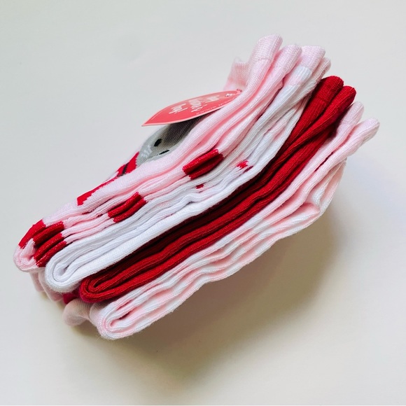 Women's 4 Pairs Ankle Crew Sock Set, Pink, Red, White Socks - Size 9-11 - Picture 4 of 4
